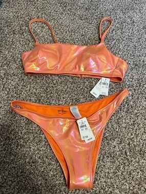 Aerie NWT Orange Metallic Swimsuit